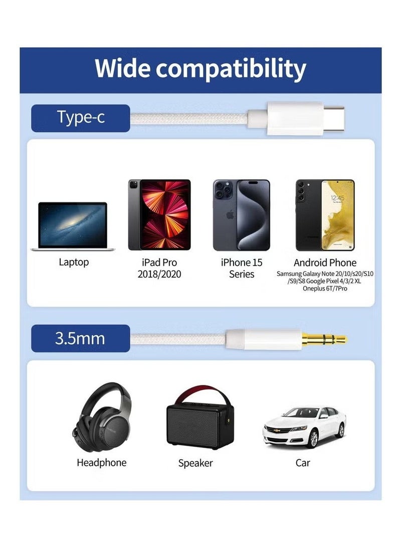 كابل USB-C إلى منفذ AUX مقاس 3.5 ملم لأجهزة iPhone 16 Pro/16 Pro Max، وكابل AUX للسيارة لأجهزة Samsung Galaxy S25/S24/S23 Ultra و iPad Pro Air و Pixel 4 - Image 3