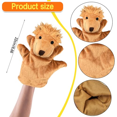 XIPEGPA 6 PCS Hand Puppets Set Animal Plush Puppet Elephant Tiger Giraffe Monkey Lion Hippo for Storytelling Playing Teaching Shows Playtime Schools Birthday Party Favor Supplies - Image 5