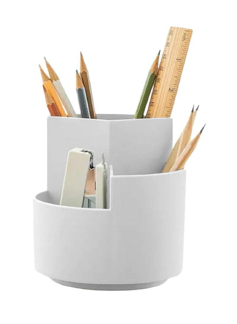 Xacton Desk Organizer I 3 Compartment Plastic Case Holder I Pen & Pencil Holders I Multi-Functional Storage & Display Tray I Stand for Home, Office Table Accessories - White - Image 1