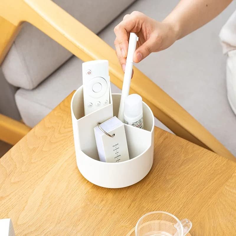 Xacton Desk Organizer I 3 Compartment Plastic Case Holder I Pen & Pencil Holders I Multi-Functional Storage & Display Tray I Stand for Home, Office Table Accessories - White - Image 3