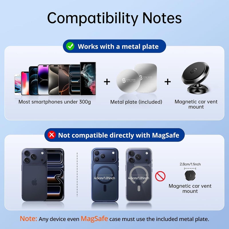 Syncwire Magnetic Car Phone Holder for Dashboard - 360° Adjustable Magnet Mount for Smartphones and Tablets - Image 5