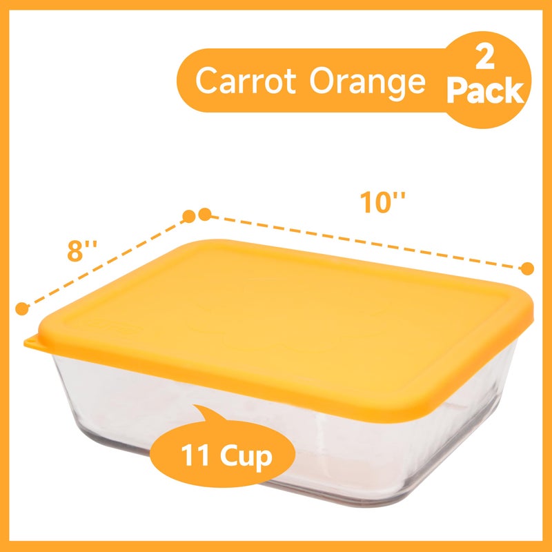 LUVCOSY 11 Cup Rectangle Silicone Storage Cover Lids Replacement for Anchor Hocking Glass Bowls (Container not Included) 2 Pack, Microwave, Dishwasher and Freezer Safe - Image 2