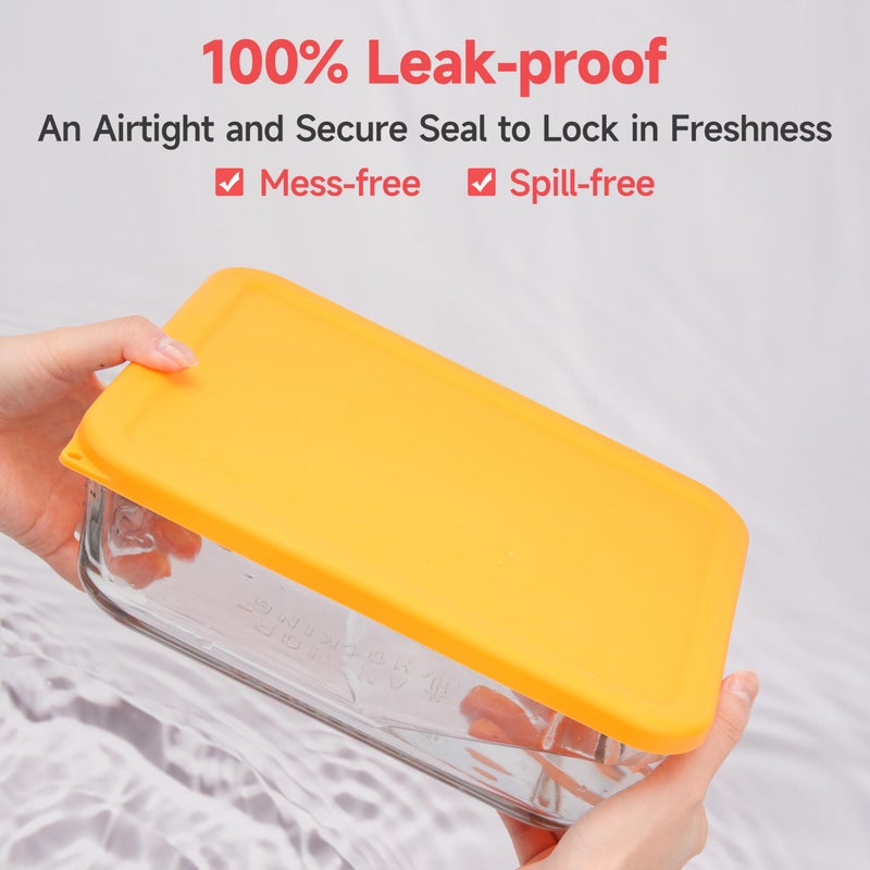 LUVCOSY 11 Cup Rectangle Silicone Storage Cover Lids Replacement for Anchor Hocking Glass Bowls (Container not Included) 2 Pack, Microwave, Dishwasher and Freezer Safe - Image 5