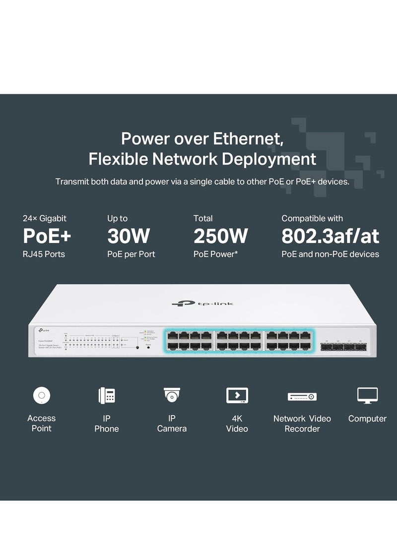 Tp-link Tl مفتاح TP-Link Festa FS328GP الذكي المدعوم بـ 28 منفذ جيجابت 24 منفذ PoE+ @250W، 4 فتحات SFP، شبكة ذاتية التنظيم، توجيه ثابت سحابي، VLAN، ACL، LAG لا يعمل مع Omada - Image 3