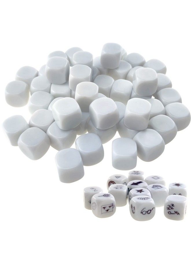 IFAMIO 16Mm Blank White Dice Set Acrylic Rounded D6 Dice Cubes For Game Party Fun Diy Sticker And Math Teaching Pack Of 50 - Image 2