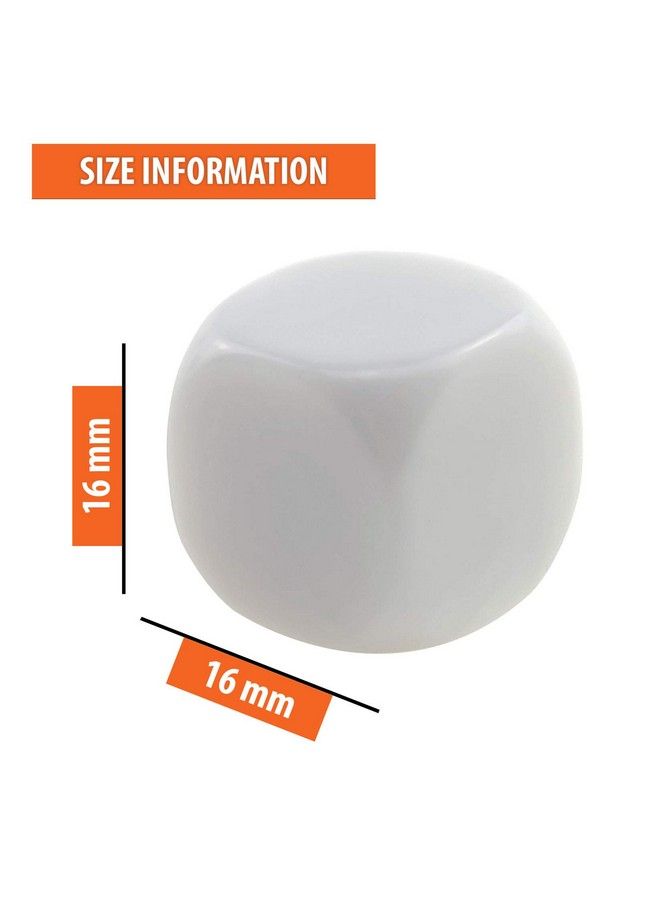 IFAMIO 16Mm Blank White Dice Set Acrylic Rounded D6 Dice Cubes For Game Party Fun Diy Sticker And Math Teaching Pack Of 50 - Image 3