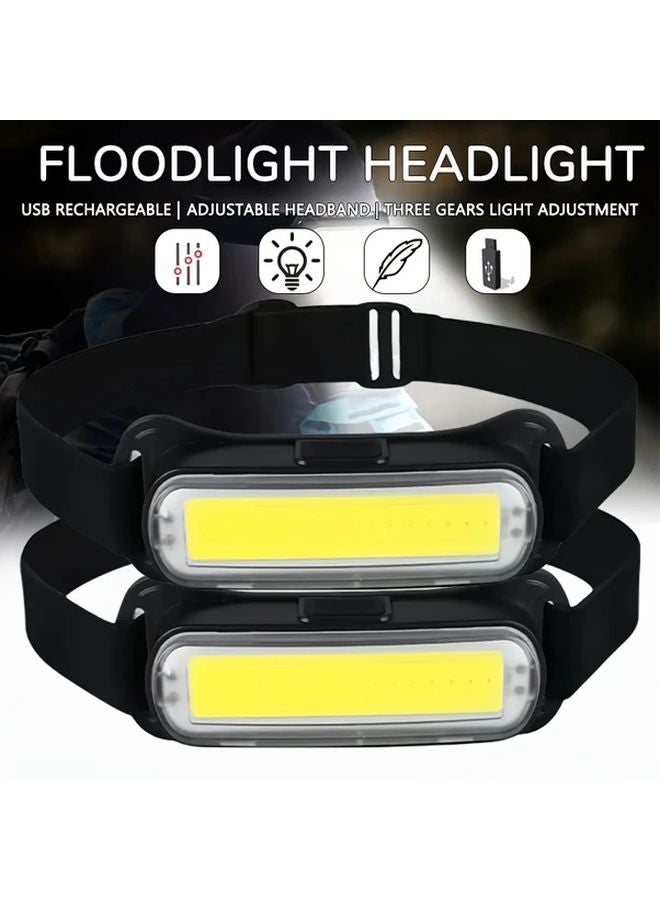 COB Headlamp USB Rechargeable Floodlight Headlamps Adjustable Headband 3 Brightness Levels - Image 2