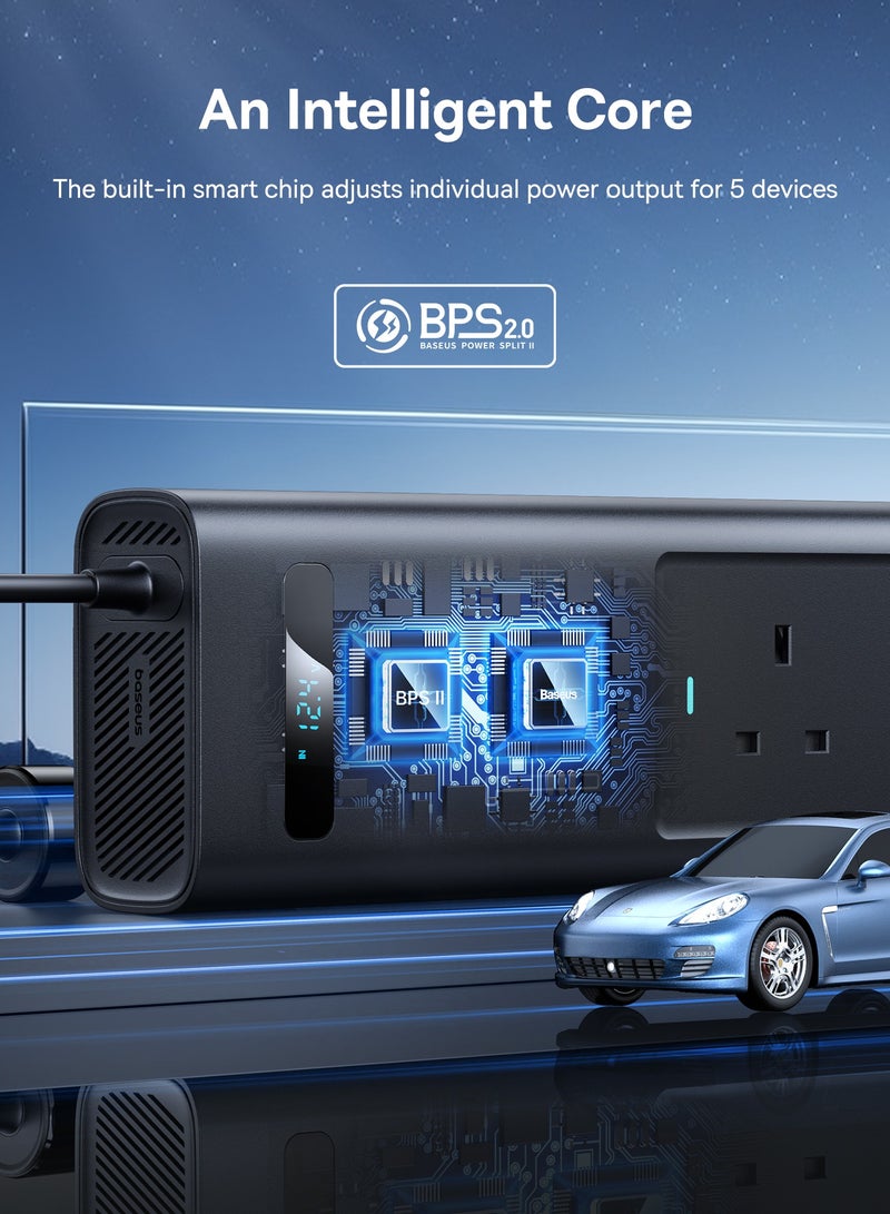 Baseus Baseus Power Inverter  150W (220V UK) Cluster Black  - Image 3