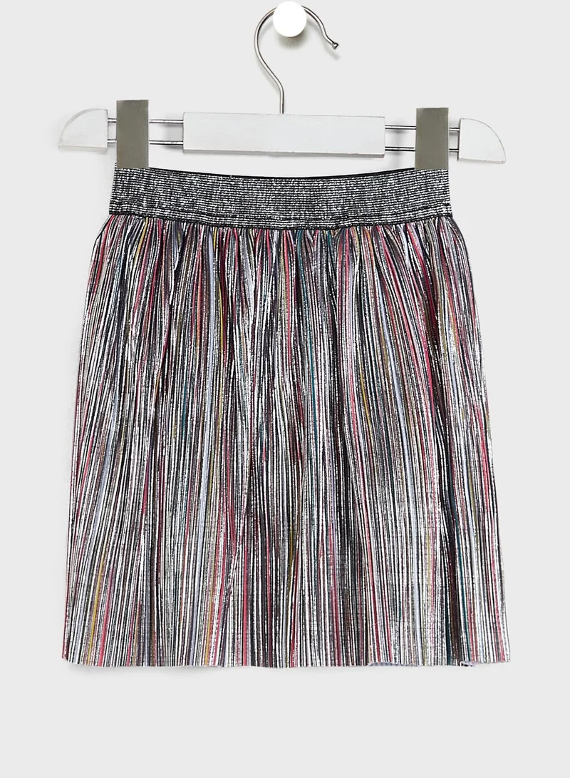 Nautinati Nauti Nati Girls Grey Striped Knee-Length A-Line Skirt