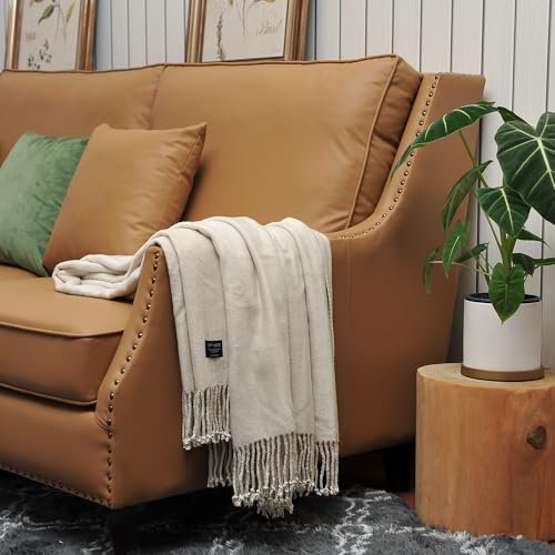 EP Mode Fringed Mulberry Silk Throw Blanket for Sofa (Whisper White) - Image 3