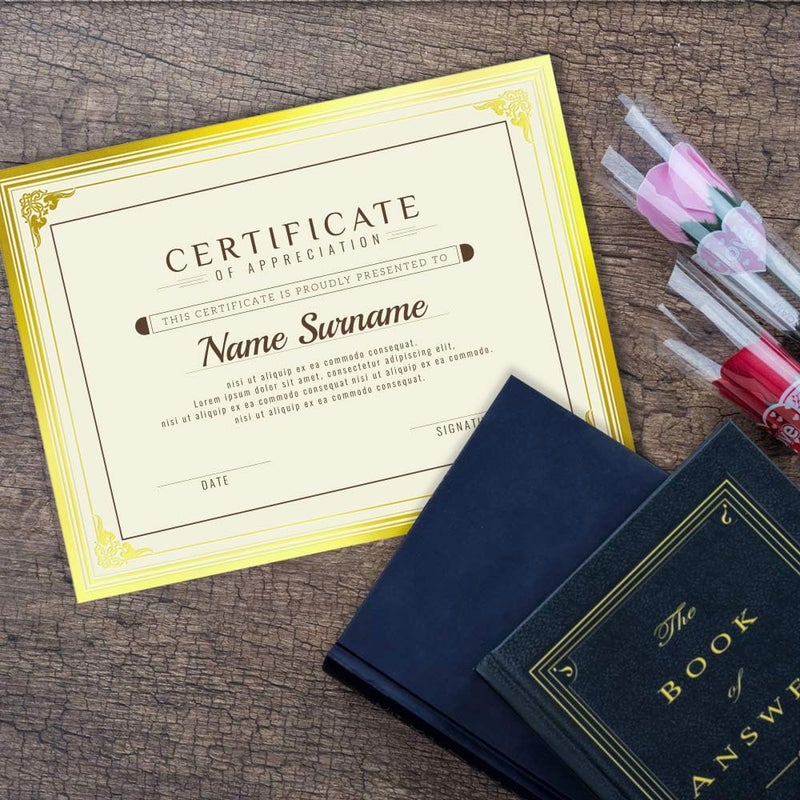 SUNEE 100 Sheets Certificate Papers - Blank Gold Foil Border, Letter Size 8.5x11 for Diploma, Certificates, Participation Awards, Document Cardstock Paper and Inkjet Printer Friendly - Image 5