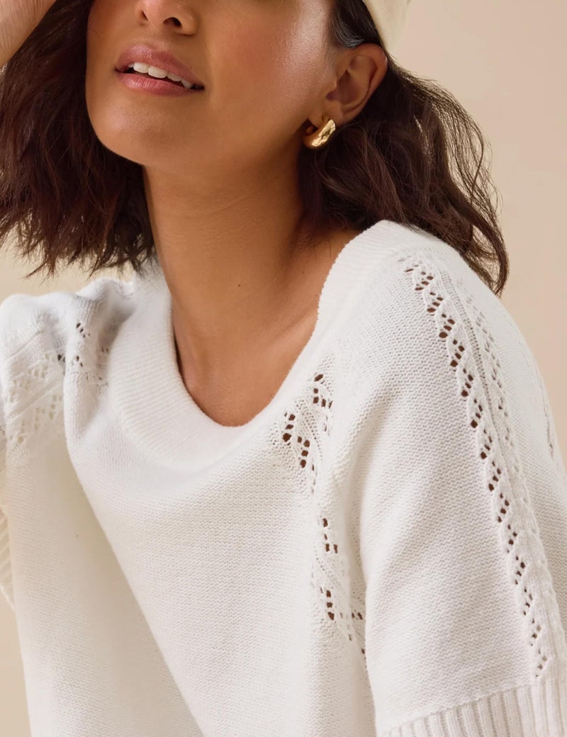Yeokou Women Knit Crochet Top Short Sleeve Crew Neck Loose Fit Pullover Sweater Summer Fall Fashion Casual Knitted Blouse(Beige-L) - Image 5