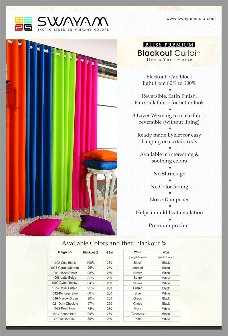 Swayam Blackout Window Curtain Set 1 for Bedroom Guest Room Thermal Insulator Comes with Readymade Eyelets Triple Layer Weave 5Ft Noise Dampener Machine Washable - Image 5