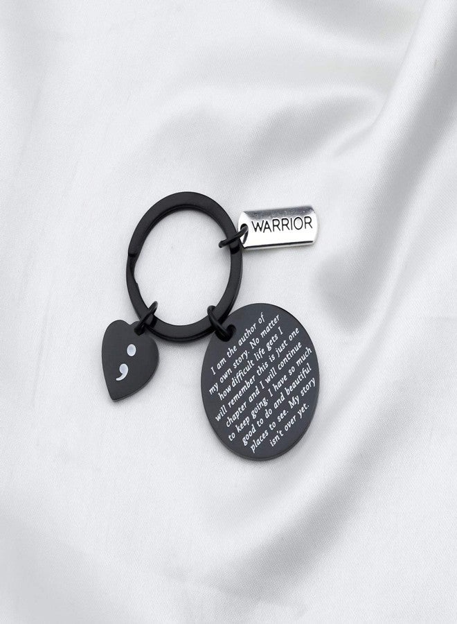 MYOSPARK Semicolon Keychain My Story Isn't Over Yet Mental Health Awareness Jewelry Suicide Prevention Awareness Depression Encouraging Gift (Author story black) - Image 2