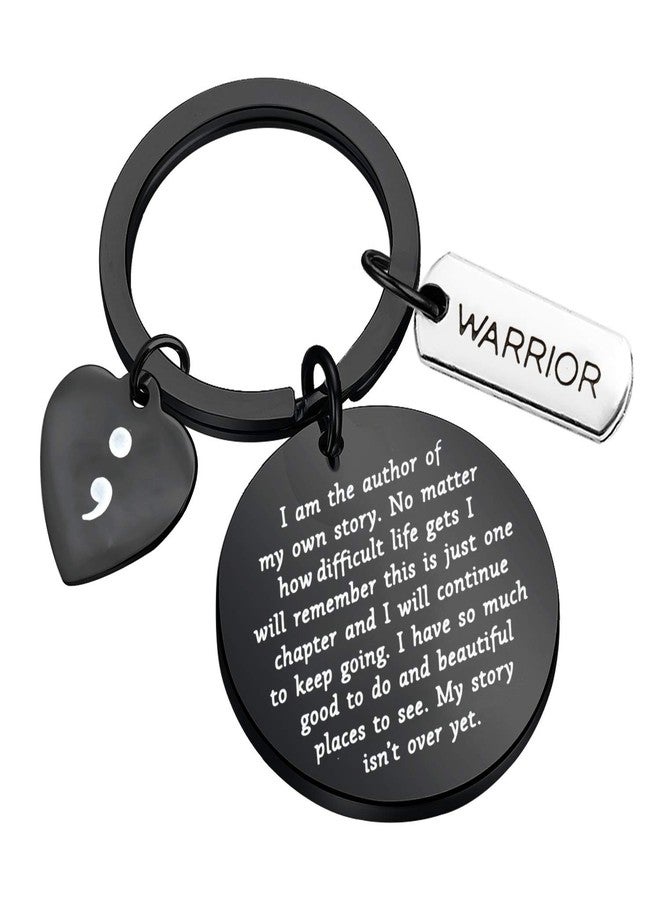 MYOSPARK Semicolon Keychain My Story Isn't Over Yet Mental Health Awareness Jewelry Suicide Prevention Awareness Depression Encouraging Gift (Author story black) - Image 1