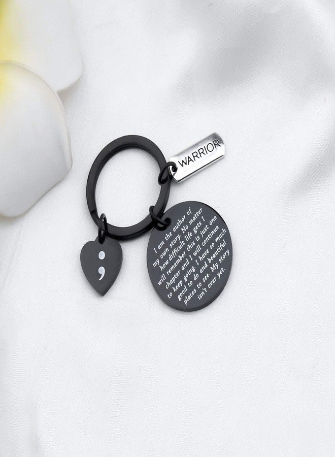 MYOSPARK Semicolon Keychain My Story Isn't Over Yet Mental Health Awareness Jewelry Suicide Prevention Awareness Depression Encouraging Gift (Author story black) - Image 3
