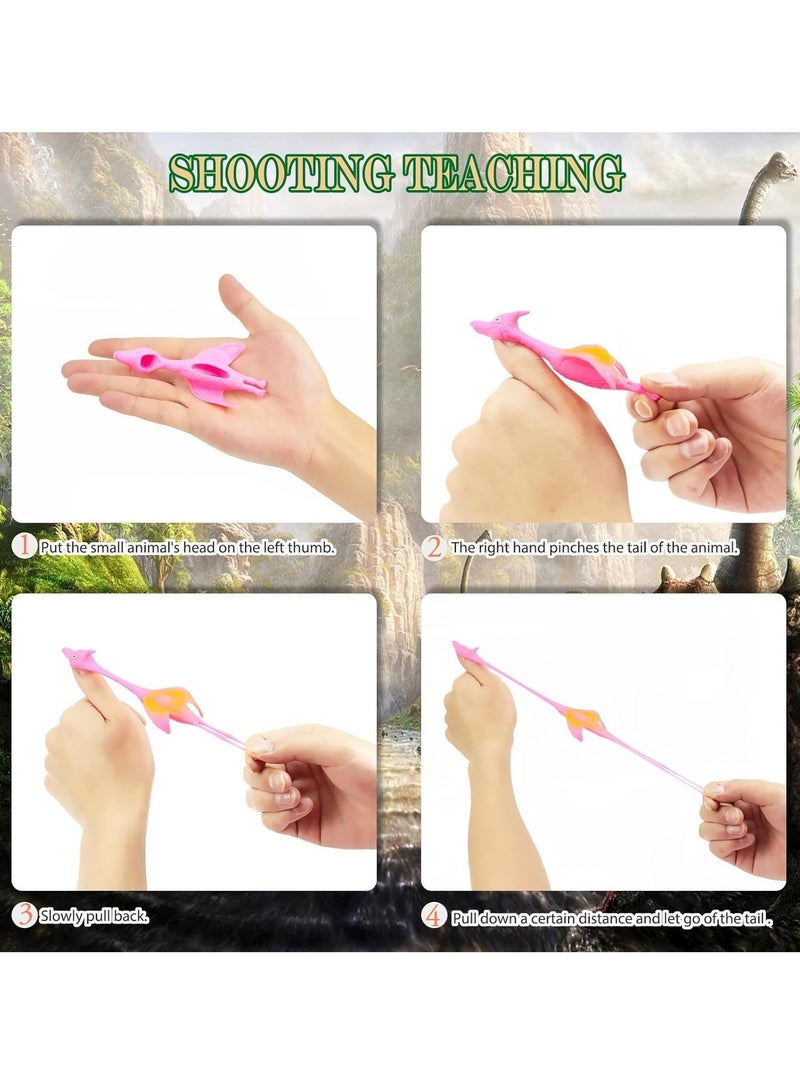 كابتن تيك 30 Pcs Finger Slingshot Dinosaurs Animal Toy, Funny Stretchable Flick Rubber Animals, a Variety Simulation Animals Great for Various Festivals and Parties - Image 2