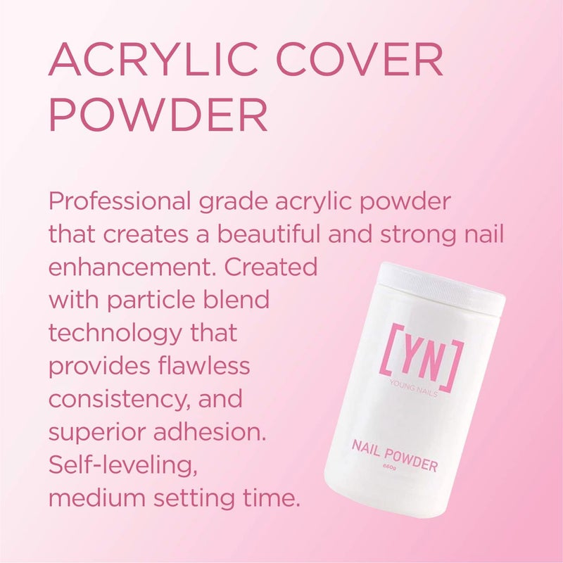 Young Nails Acrylic Cover Powder - Self-Leveling Acrylic Nail Powder, Clear Nude Pink White Acrylic Powder for Nail Extenstion, Professional Grade, Superior Adhesion, Color - Flamingo, 45g - Image 2