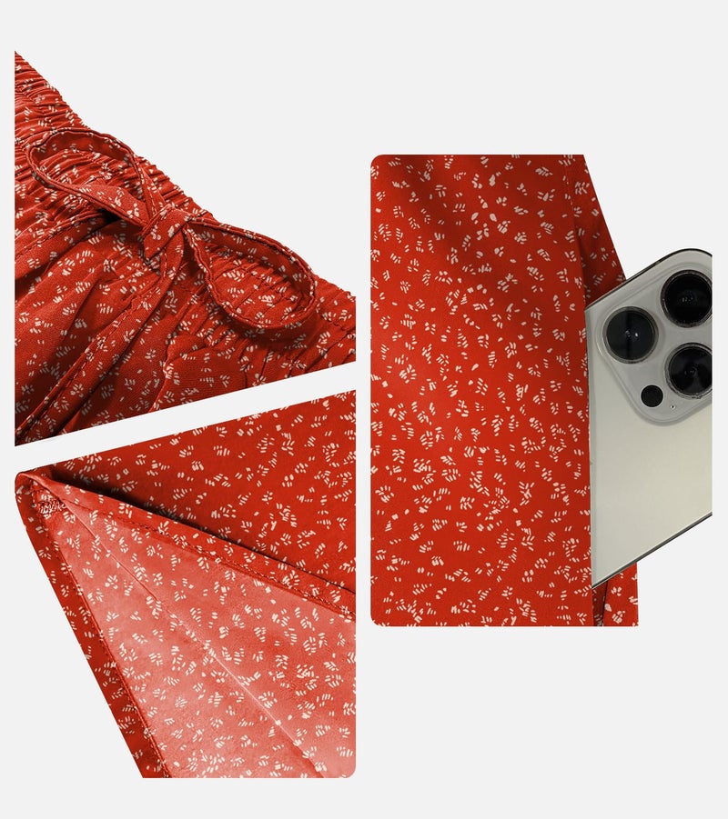 Yincro Women's Flowy Maxi Skirt Summer Pleated High Waisted Casual Long Skirts with Pockets (Polka Dots Red, M) - Image 2