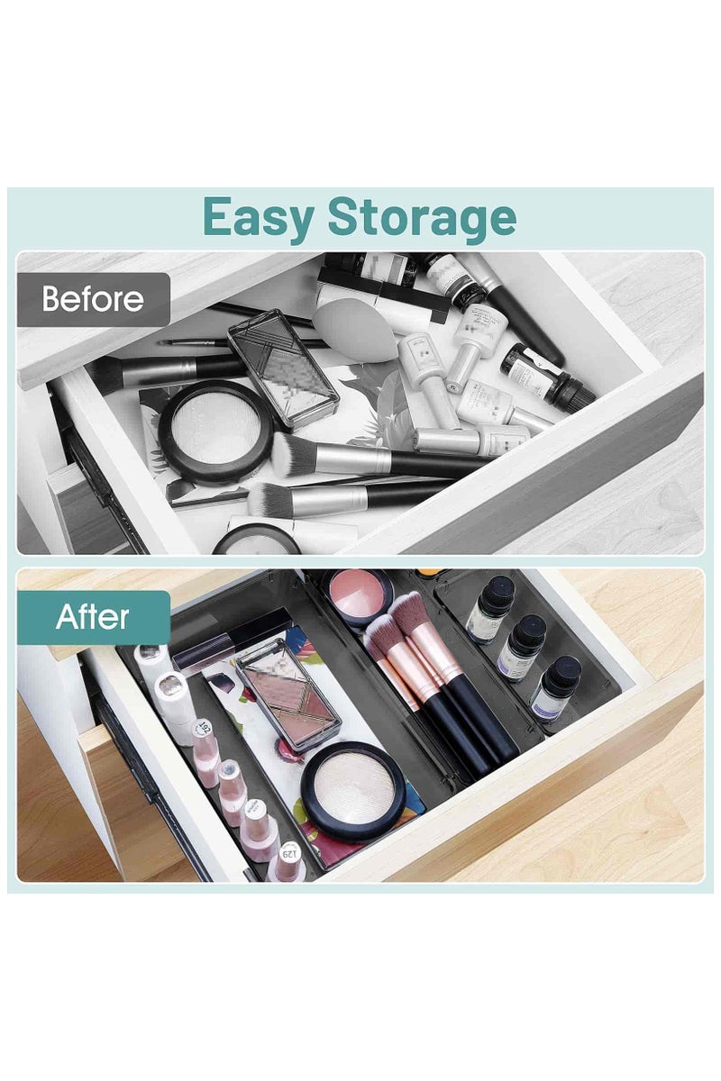 Aideli 25PCS Transparent Black Plastic Drawer Organizer Set with Non-Slip Pads – 4 Sizes Storage Trays for Bathroom, Kitchen, Makeup, Desk & Office - Image 5