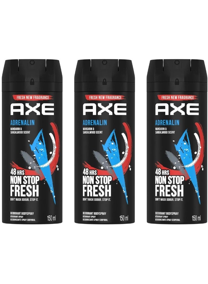 Axe Adrenalin Deodorant Body spray 3 x 150ml - Image 2