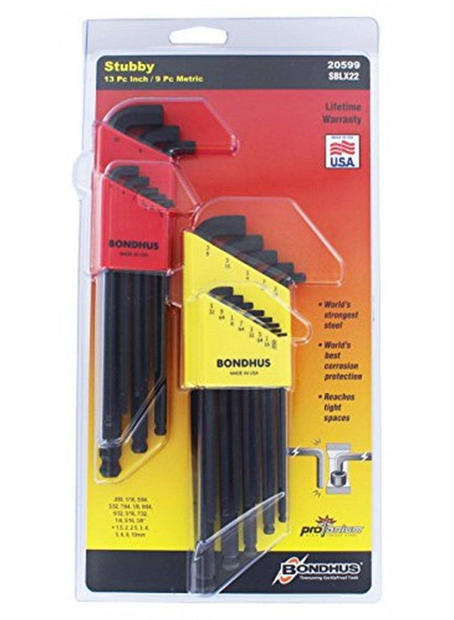 Bondhus 20599 0.050-3/8" & 1.5-10mm Stubby Ball End Hex Key DoublePK - Image 2