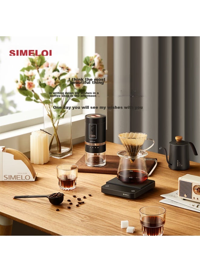 Simelo Pour-over Coffee Maker Set, Pour-over Kettle, Coffee Grinder, Sharing Pot, Pour-over Coffee Gift Box, 9-piece Set, Black - Image 4