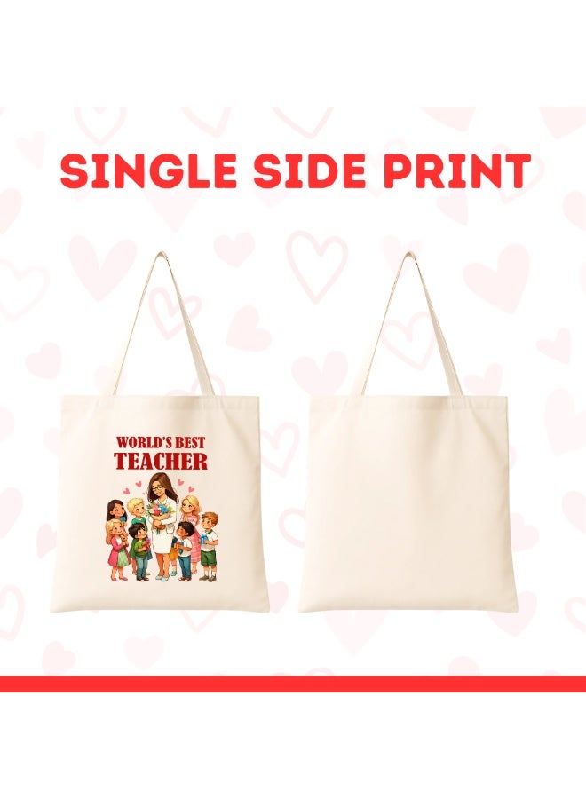 PRINTSHOP4ME Teacher's Day Canvas Cotton Bag with Funny Design - Reusable Canvas Tote Bag - Eco Friendly - Lightweight - Grocery Shopping Bag - Gifts for World Teacher Day - Perfect for School, Office - Image 2