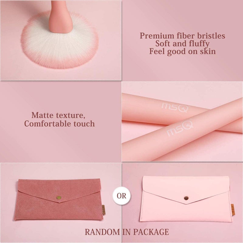 MSQ Make Up Brushes 8Pcs Makeup Brush Set Foundation Brush Blending Brush Eyeshadow Brushes Eye Brushes Set with Bag (Pink) - Image 5