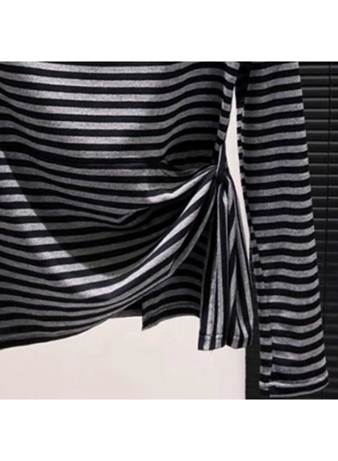 PLANDOO Striped Off-Shoulder Tie-Up Base Shirt Women'S Early Autumn Korean-Style Design Niche Super Beautiful Long Sleeve Light Mature Top - Image 5