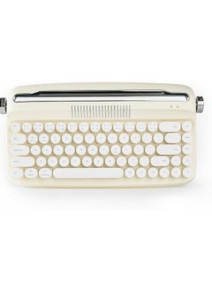 erorex Upgraded Wireless Typewriter Keyboard, Retro Keyboard with Integrated Stand, USB-C/Bluetooth Keyboard with Cute Round Keycaps for Multi Device for Win/Mac (B307, Ivory Butter)  - Image 1