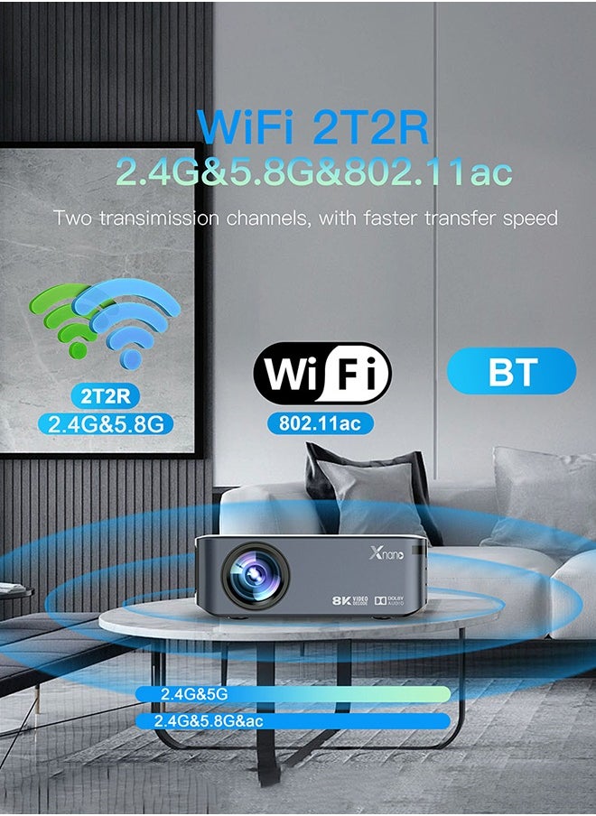 Xnano - X1 Projector, Android 9.0 Amlogic T972 300ANSI Dual wifi BT5.2 HDR10 + Voice Control 8K 4K 1920*1080P Support, Portable Smart Wireless Screen projection - Image 1