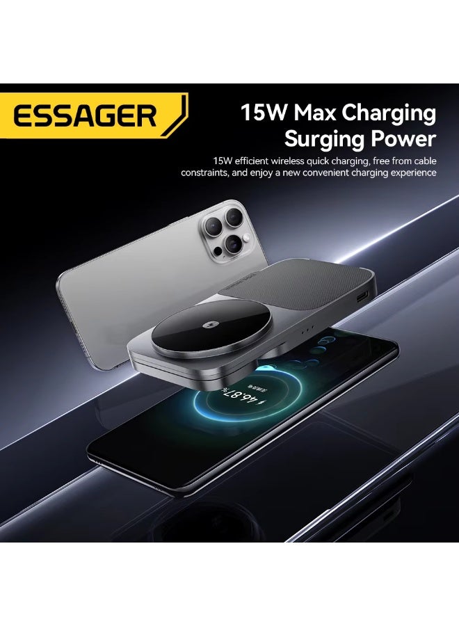 Essager 3-in-1 Portable Folding Wireless Charger Stand 15W Magnetic for iPhone 1716/15 AirPods Apple Watch MagSafe Fast Charging - Image 3