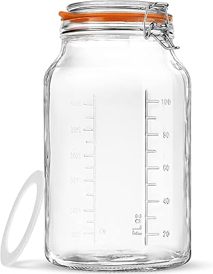 Folinstall Super Wide Mouth Glass Storage Jar with Airtight Lids, 1 Gallon Large Mason Jars with 2 Measurement Marks, - Image 1