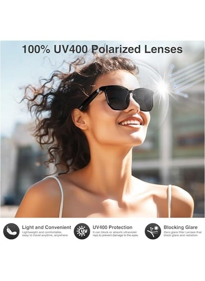 HYUNDAI Smart Glasses with AI, Polarized Sunglasses with Bluetooth Speaker, Athletic, Outdoor, Sports UV Protection and Voice Control, Smart AI translation Glasses and Headphones, Translation in 144 languages, AI Chat, Music, Assistant via Bluetooth 5.4 - Black  - Image 5