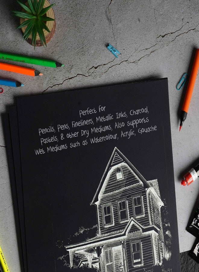 Scholar Black Paper Loose Sheets – 300 GSM Heavyweight Black Toned Paper | Premium Artist Sheets for Sketching, Pastel, Acrylic, Ink & Mixed Media (A3) - Image 5