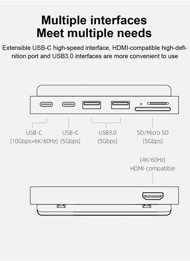 Excefore For iMac Hub with 4K@60Hz HDMI, USB C 3.1, USB 3.0 Ports and SD/Micro SD Card Reader, USB-C Clamp Hub USB C Docking Station for iMac 2021 24 inch  - Image 4