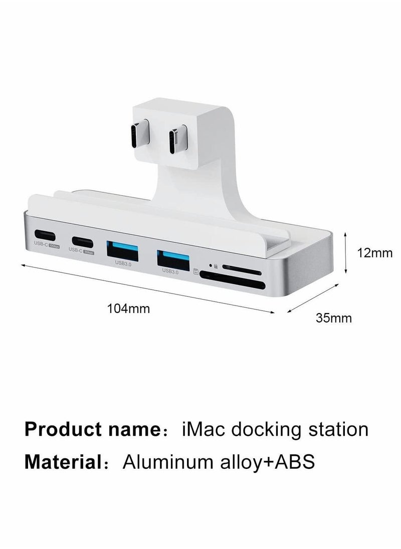 For iMac Hub with 4K@60Hz HDMI, USB C 3.1, USB 3.0 Ports and SD/Micro SD Card Reader, USB-C Clamp Hub USB C Docking Station for iMac 2021 24 inch