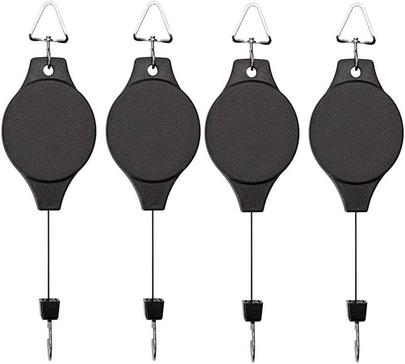 Lythor 4 Pack Plant Hook Pulley, Retractable Plant Hanger Easy Reach Hanging Flower Basket for Garden Baskets Pots and Birds Feeder Hang High up and Pull Down to Water Or Feed - Image 1