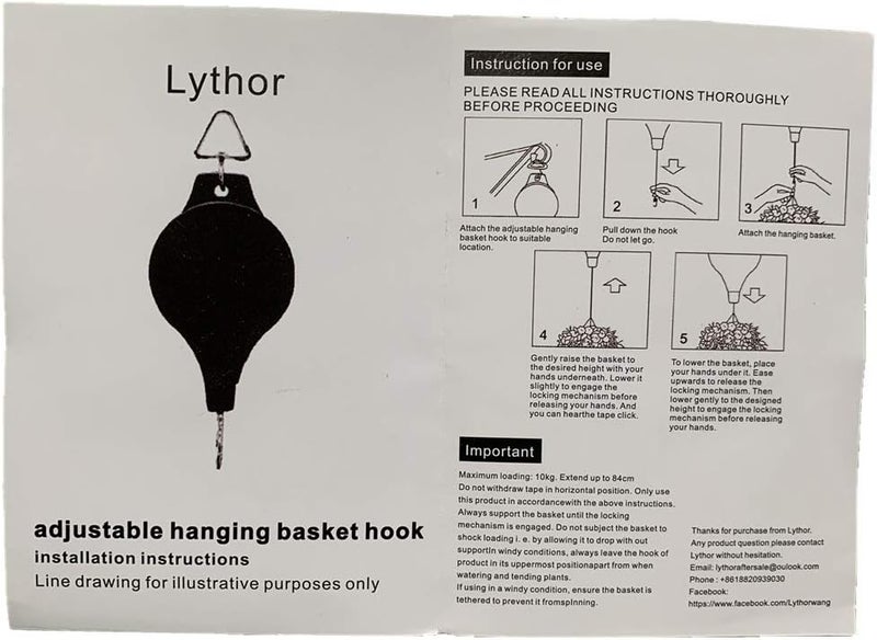 Lythor 4 Pack Plant Hook Pulley, Retractable Plant Hanger Easy Reach Hanging Flower Basket for Garden Baskets Pots and Birds Feeder Hang High up and Pull Down to Water Or Feed - Image 5