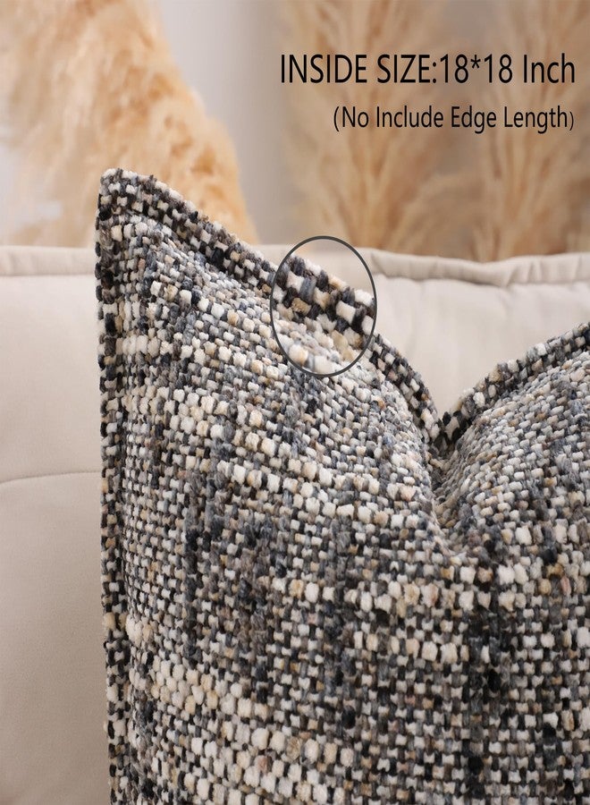 LUOYEHK Boho Throw Pillow Covers 18x18 Set of 2 Farmhouse Pillow Covers Broadside Decorative Textured Chenille Throw Pillows for Couch Sofa Bed Living Room,Black - Image 3