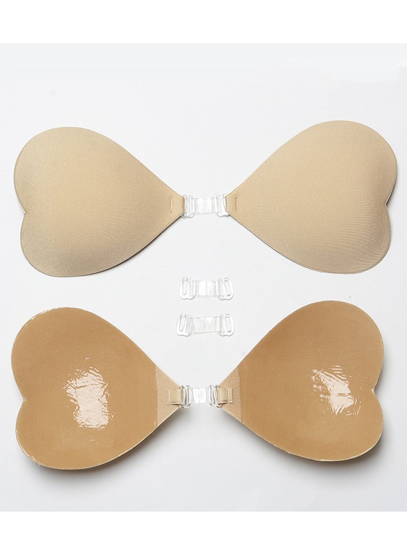 Suntown Push Up Invisible Bra for Women, 2 Pack Reusable Backless Strapless Sticky Adhesive Bra for Party Wedding Evening Dress with 3 Different Length Front Buckles(Size: C/D) - Image 3