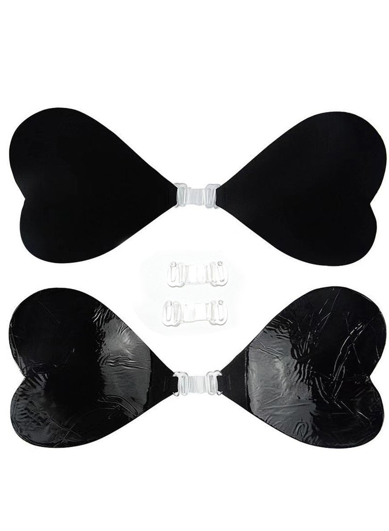 Suntown Push Up Invisible Bra for Women, 2 Pack Reusable Backless Strapless Sticky Adhesive Bra for Party Wedding Evening Dress with 3 Different Length Front Buckles(Size: C/D) - Image 2