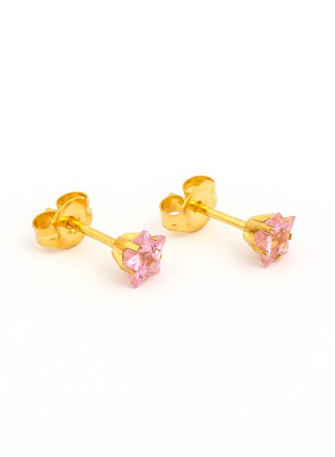 Studex 5MM Pink Cubic Zirconia Star 24K Pure Gold Plated Ear Studs - Image 2