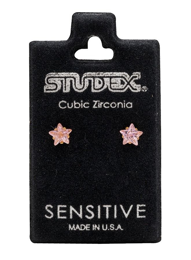 Studex 5MM Pink Cubic Zirconia Star 24K Pure Gold Plated Ear Studs - Image 5