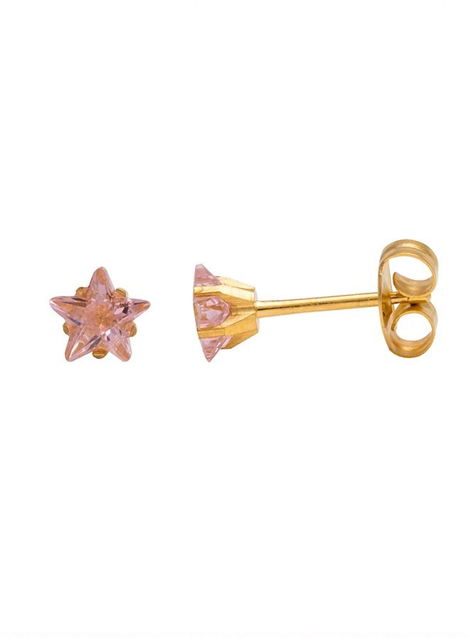Studex 5MM Pink Cubic Zirconia Star 24K Pure Gold Plated Ear Studs - Image 3