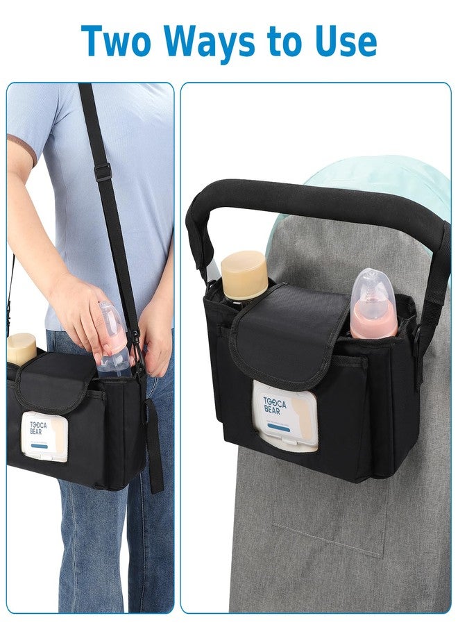 Accmor Universal Stroller Organizer with Insulated Cup Holder and Shoulder Strap, Stroller Caddy Bag Stroller Cup Holder Attachment for Uppababy, Baby Jogger, Britax Strollers, Black - Image 5