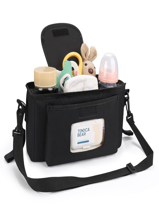 Accmor Universal Stroller Organizer with Insulated Cup Holder and Shoulder Strap, Stroller Caddy Bag Stroller Cup Holder Attachment for Uppababy, Baby Jogger, Britax Strollers, Black - Image 2