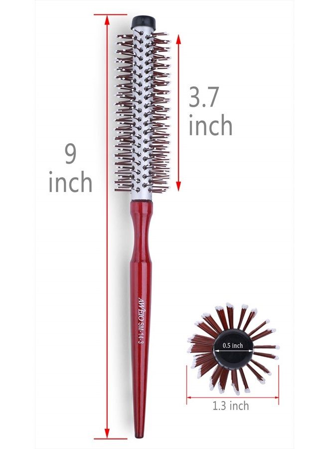 Perfehair فرشاة دائرية صغيرة لتجفيف الشعر القصير، فرشاة شعر مصغرة بقطر 1.3 بوصة مع شعيرات نايلون للحجم، والتصفيف، والتجعيد، والشعر المجعد، الموجي، السميك، أو الرقيق للرجال والنساء - Image 2