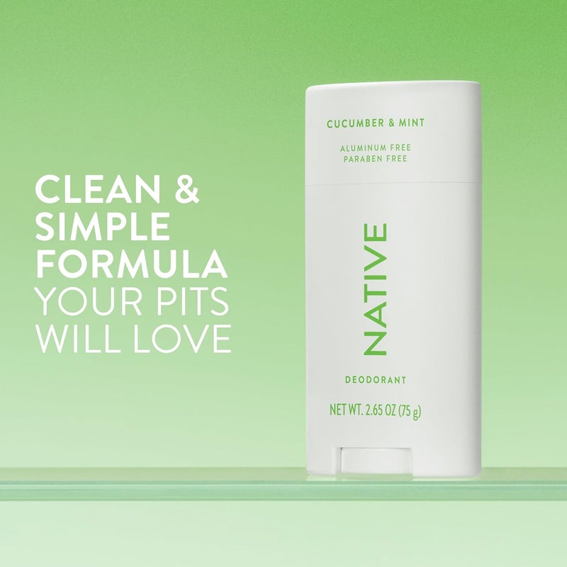 native Deodorant Contains Naturally Derived Ingredients, 72 Hour Odor Control | Deodorant for Women and Men, Aluminum Free with Baking Soda, Coconut Oil and Shea Butter | Cucumber & Mint - Image 2
